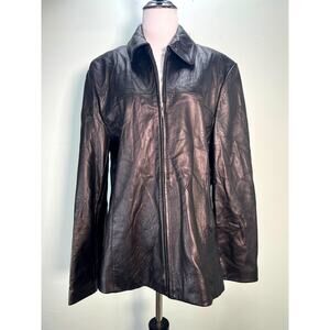 Vintage Wilsons Leather Jacket Womens X Large Black Zip Up Pelle Studio Y2K